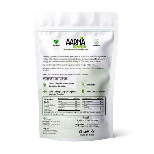 AARNA ORGANIC Ayurveda 100% Moringa Leaf Powder | Herbal Supplement | 456g